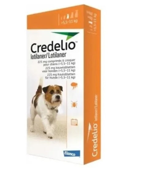 Credelio 5.5-11 kg 3 tabletas ( 225 mg Lotilaner ) Pulgas y Garrapatas