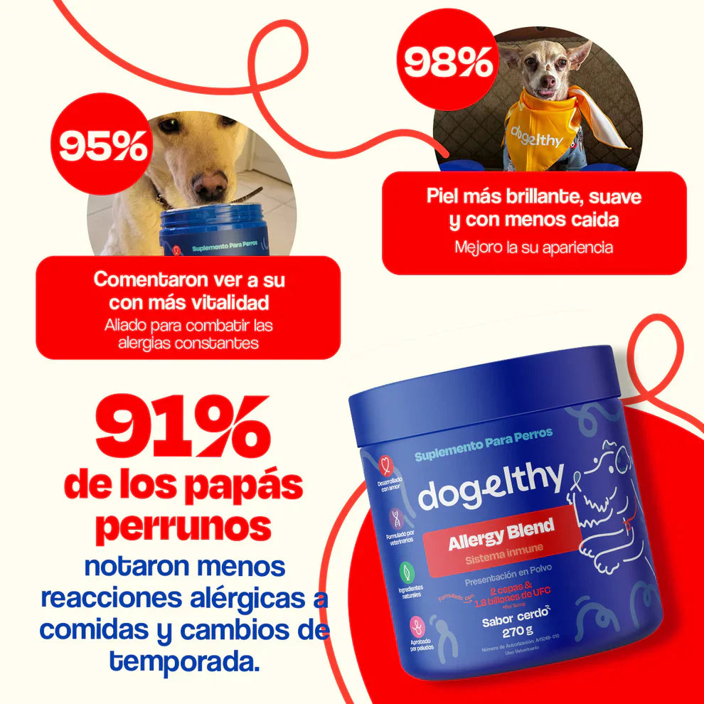 Dogelthy Allergy Blend Sabor Cerdo 270 g (Alergias ) Suplemento para el SIstema Inmune