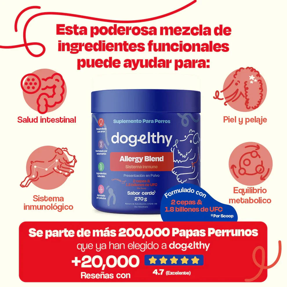 Dogelthy Allergy Blend Sabor Cerdo 270 g (Alergias ) Suplemento para el SIstema Inmune