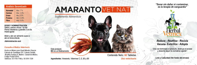 Amaranto VetNat 60 Tabletas (Lactobacilos ) antes Lacto VetNat