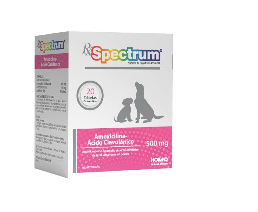 Spectrum® Amoxicilina y Ácido Clavulánico 500 mg 20 tabletas