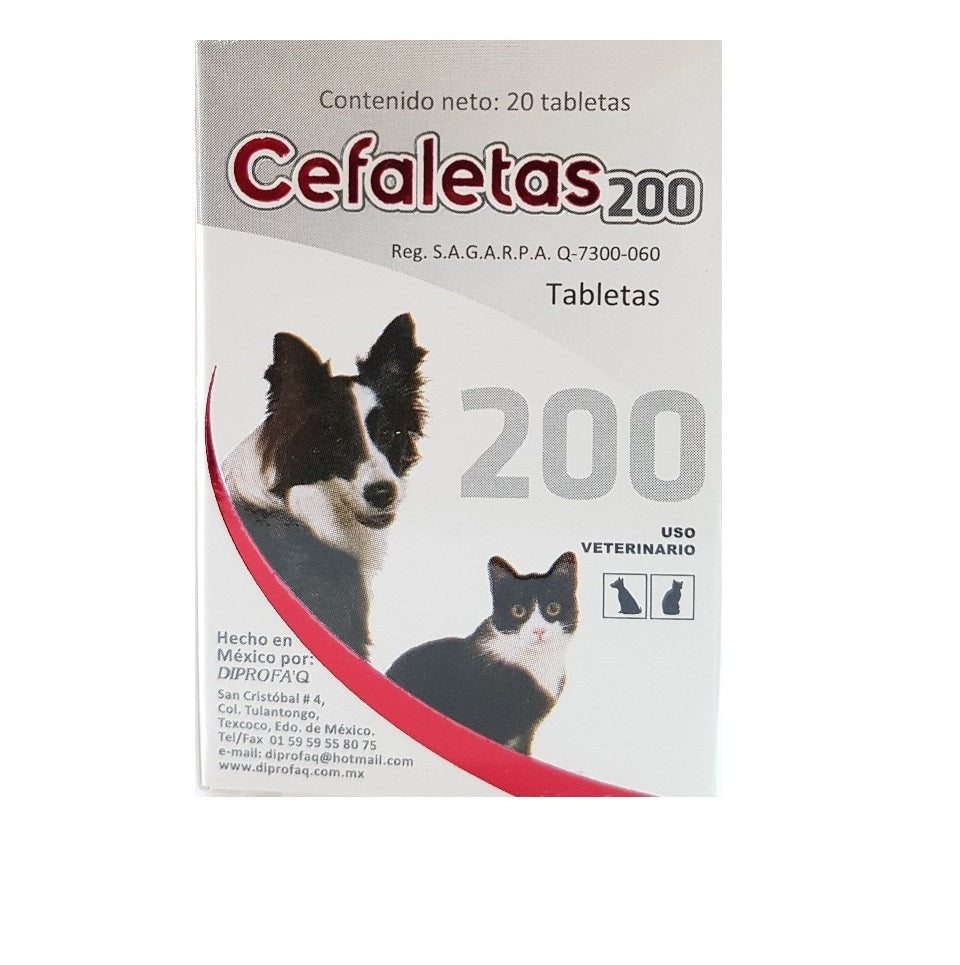 Cefaletas  200 mg 20 Tabletas ( Cefalexina - Meloxicam )