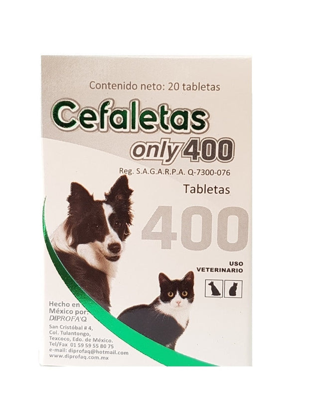 Cefaletas Only 400 mg 20 Tabletas ( Cefalexina )