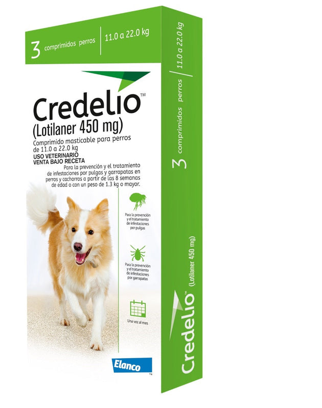 Credelio 11-22 kg  3 tabletas ( 450 mg Lotilaner ) Pulgas y Garrapatas