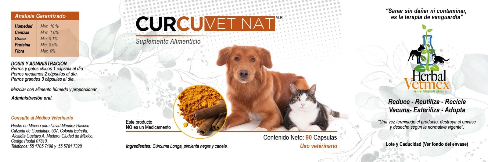 Curcu VetNat 90 Cápsulas (Cúrcuma) CurcuVetNat