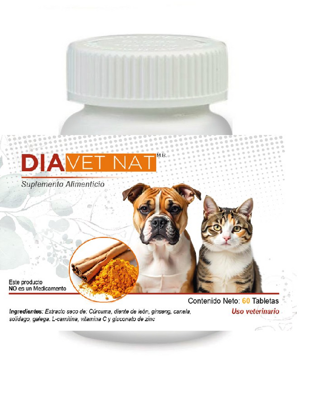 Dia VetNat 60 Tabletas ( Suplemento recomendado en perros y gatos Diabéticos ) Dia Vet Nat