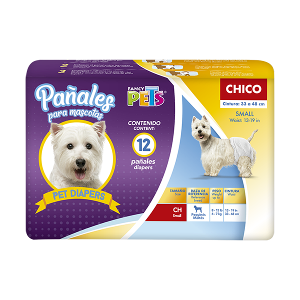 Pañales para perro CHICO 12 pzas (33 a 48 cm)