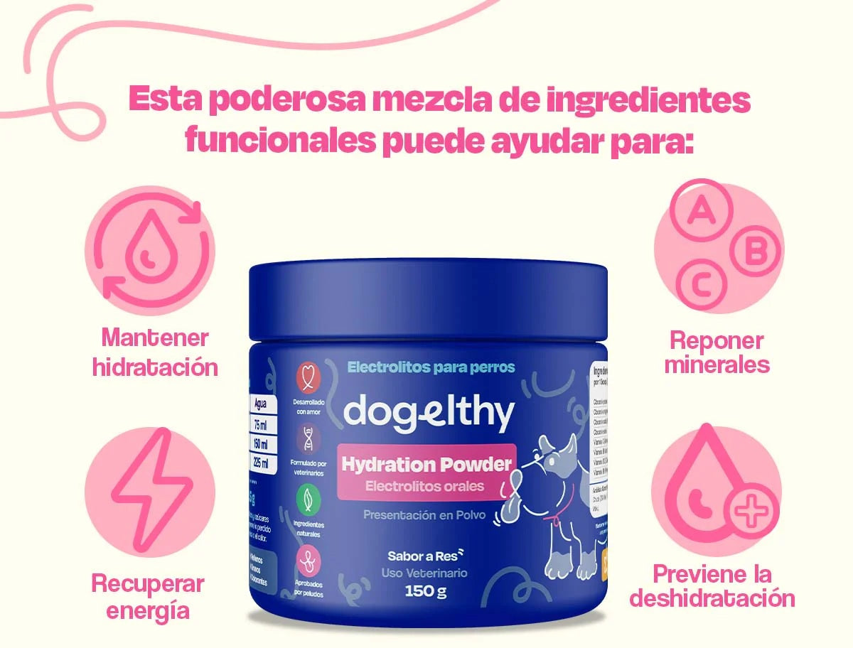 Dogelthy Hydratation Powder Sabor Res 150 gr ( Electrolitos para Perros )