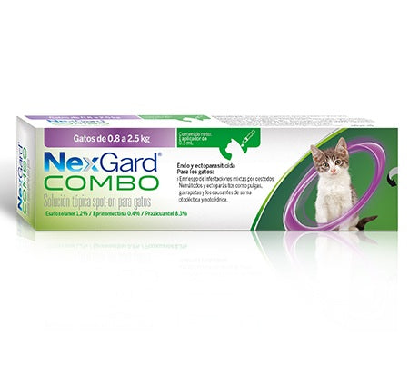 NexGard COMBO Spot-On Gatos 0.8 - < 2.5 kg (Interno y externo)