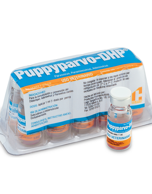 Vacuna Puppyparvo DHP Caja con 10 dosis REQUIERE TRANSPORTARSE EN FRÍO LLAME PARA COTIZAR ENVÍO