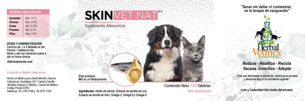 Skin VetNat 100 Tabletas ( Omegas ) ANTES Derma VetNat