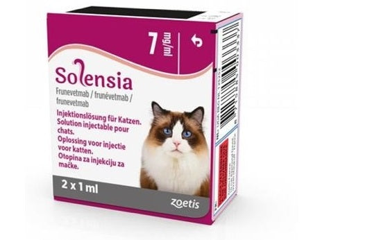 Solensia 7 mg (Flunevetmab 2 viales 1 mL)  Gatos (Tratamiento para el dolor Artrítico) REQUIERE TRANSPORTARSE EN FRÍO LLAME PARA COTIZAR ENVÍO