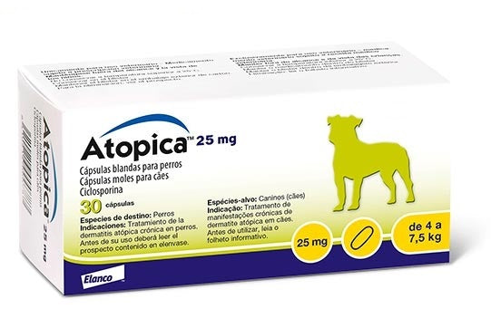 Atopica 25 mg 4 a 7.5 kg   30 Cápsulas (Tratamiento de Dermatitis)