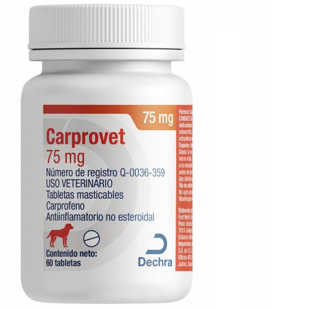 Carprovet 75 mg 60 Tabletas Masticables ( Carprofeno ) AGOTADO TEMPORALMENTE