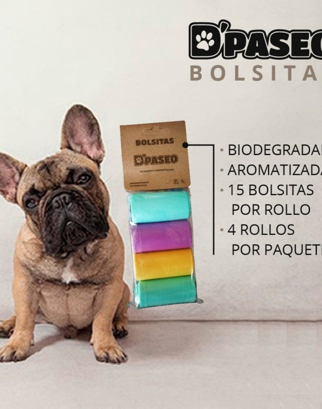 Bolsa biodegradable aromatizada DPASEO ( Paquete con 4 rollos )